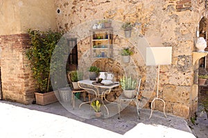 Beautifull architecture in Monteriggioni town. photo