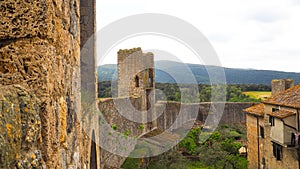 Monteriggioni town wall with blue sky background