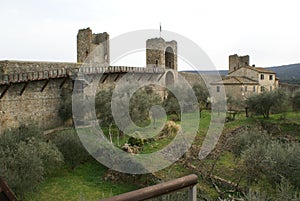 Monteriggioni, Tuscany Italy: a view of the medieval city walls