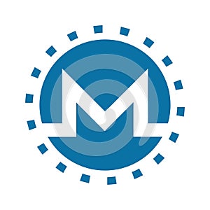 Montero, crypto currency icon. Blue vector sketch.