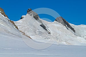 Monterosa traverse knife edge snow ridge glacier walk and climb in the Alps