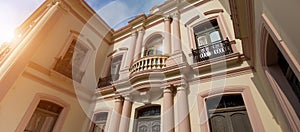 Monterrey, colorful historic buildings in the center of the old city Barrio Antiguo Ã¢â¬â a famous tourist attraction photo