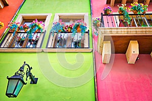 Monterrey, colorful historic buildings in the center of the old city Barrio Antiguo photo