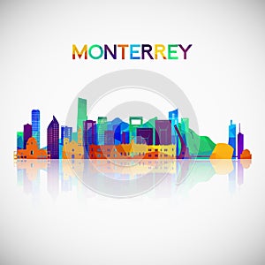 Monterrey skyline silhouette in colorful geometric style. photo