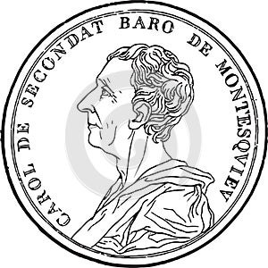 Montesquieu portrait stamp, vector