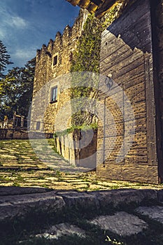 Montesquiu Castle in Ripoll, Catalonia, Spain.