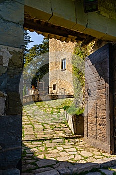 Montesquiu Castle in Ripoll, Catalonia, Spain.