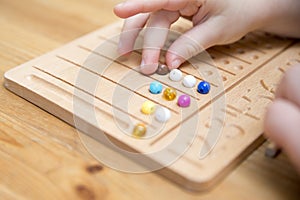 Montessori Beads Board. Learning to count and write numbers.