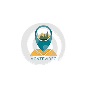 Montevideo city map pin vector logo