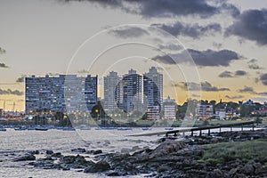 Montevideo Cityscape Scene at Twilight photo