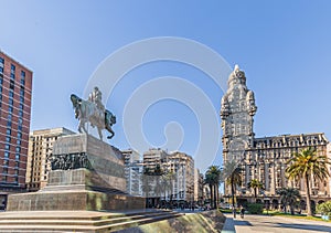 Montevideo - July 02, 2017: Palacio Salvo in the center of the city of Montevideo, Uruguay