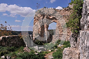 Montfort Castle. Qal`at al-Qurain or Qal`at al-Qarn - `Castle of the Little Horn` a ruined Crusader castle in the Upper Galilee re