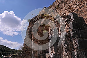 Montfort Castle. Qal`at al-Qurain or Qal`at al-Qarn - `Castle of the Little Horn` a ruined Crusader castle in the Upper Galilee re