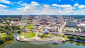 Montgomery, Alabama, USA Downtown Drone Skyline Aerial Panorama