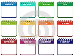 Month calendar icons set illustration EPS