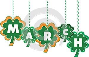 Month of March Text within Shamrocks