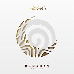 Month Ramadan greeting card with arabic calligraphy Ramadan Kareem. Islamic background half a month photo