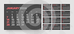 Monthly calendar for 2024 year. Starts on Sunday.