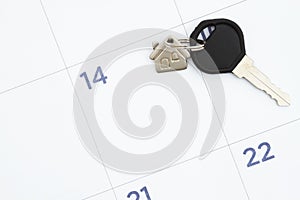 Monthly calendar with house keys