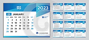 Monthly calendar template for 2023 year, Week Starts on Sunday, Wall calendar 2023 in a minimalist style, desk calendar 2023