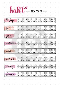 Daily Monthly Habit Tracker Printable Template A4