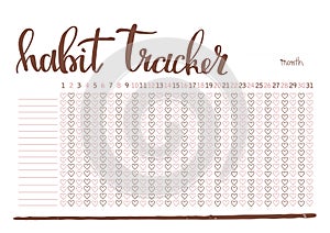 Monthly planner habit tracker blank template