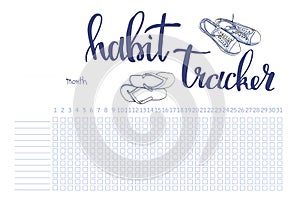 Monthly planner habit tracker blank template