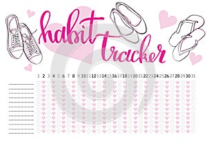 Monthly planner habit tracker blank template