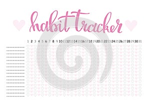 Monthly planner habit tracker blank template