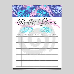 Monthly planner template design