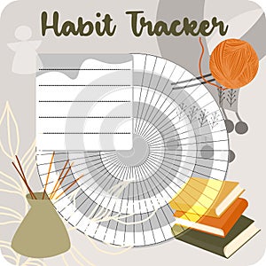 Monthly planner, weekly planner, habit tracker template and example. Template for agenda, schedule, planners, checklists, bullet