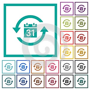 Monthly subscription flat color icons with quadrant frames