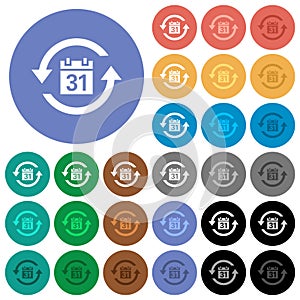 Monthly subscription round flat multi colored icons