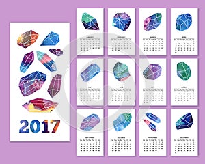 Monthly wall calendar for year 2017