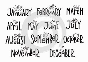 Months year calendar lettering typography photo