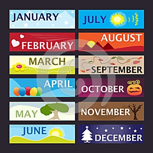 Months of the year banner set photo