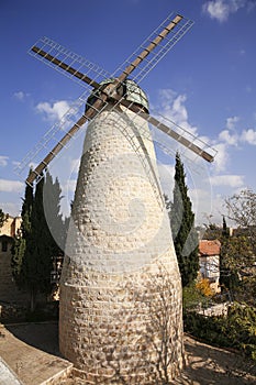 The Montifiore mill is a Museum of Moshe Montefiore, Yemin Moshe district, Jerusalem