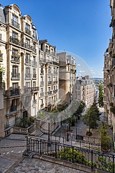 Street life in Montmartre district, Paris.