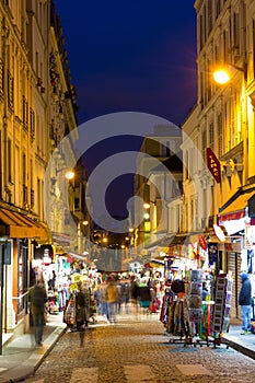 Montmartre by night - shopping street near Sacre Coeur