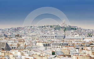 Montmartre skyline with Basilica Sacre Coeur.