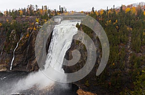 Montmorency falls during autumn Quebec, Canada