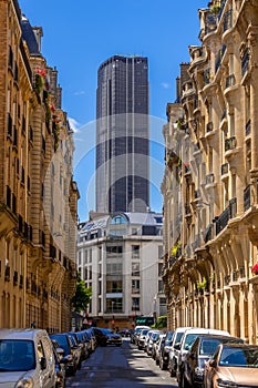 Montparnasse Tower at the End of a Narrow Parisian Street