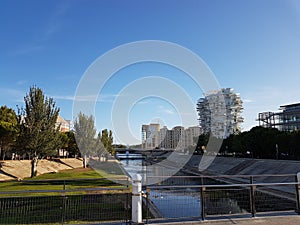 Montpellier France city building river nature