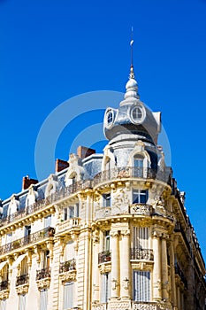 Montpellier, France. Historical buildings in Place de la Comedie in a sunny day