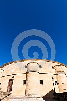 Montpellier, France. partial view of the Agora Theater in a sunny day with copyspace