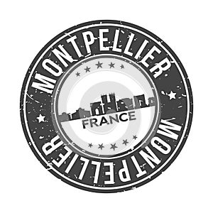 Montpellier France Round Stamp Icon Skyline City Badge Vector Seal.