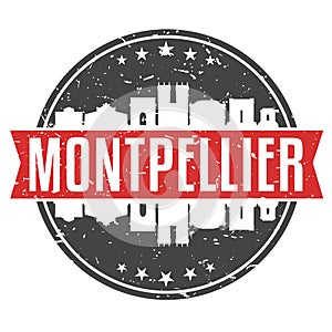 Montpellier France Round Travel Stamp. Icon Skyline City Design. Seal Tourism Badge vector illustration.