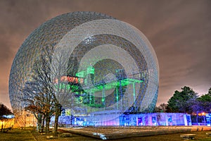 Montreal biosphere at night