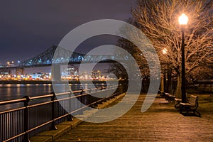 Montreal boardwalk at night