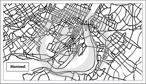 Montreal Canada City Map in Black and White Color.